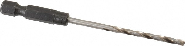 Mechanics Drill Bit: 7/64" Dia, 118 ° Point, High Speed Steel, Hex Shank, Split Point