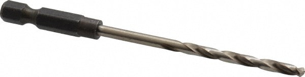 Mechanics Drill Bit: 9/64" Dia, 118 ° Point, High Speed Steel, Hex Shank, Split Point
