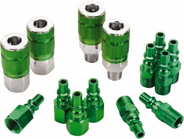 14 Piece 1/4" Body 1/4 NPT 300 psi Steel/Aluminum ARO Pneumatic Coupling Plug Set