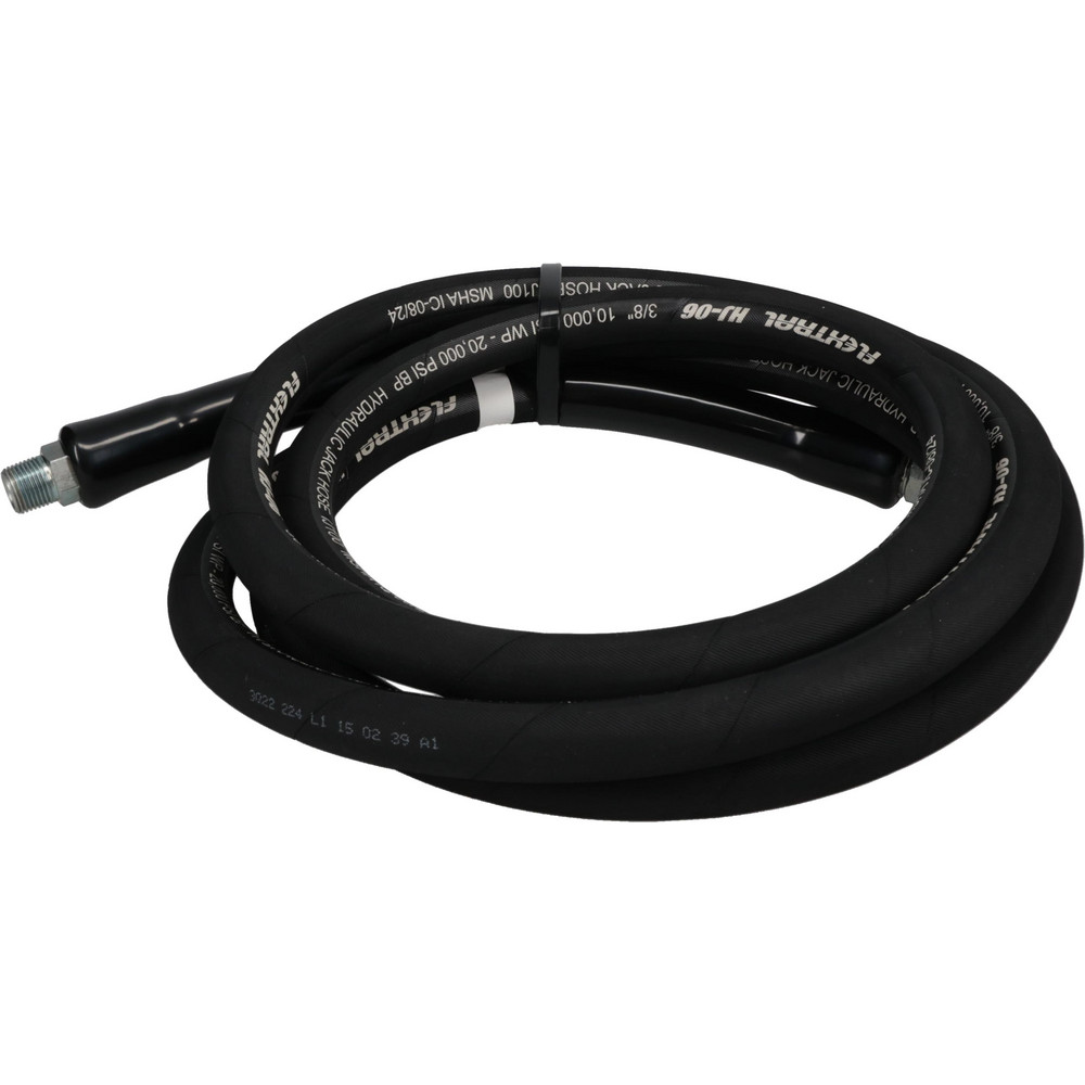 Hydraulic Pump Hose: 3/8" ID, 10' OAL, Rubber