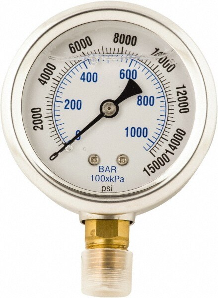 Value Collection 0 15 000 Psi Liquid Filled Hydraulic Pressure 