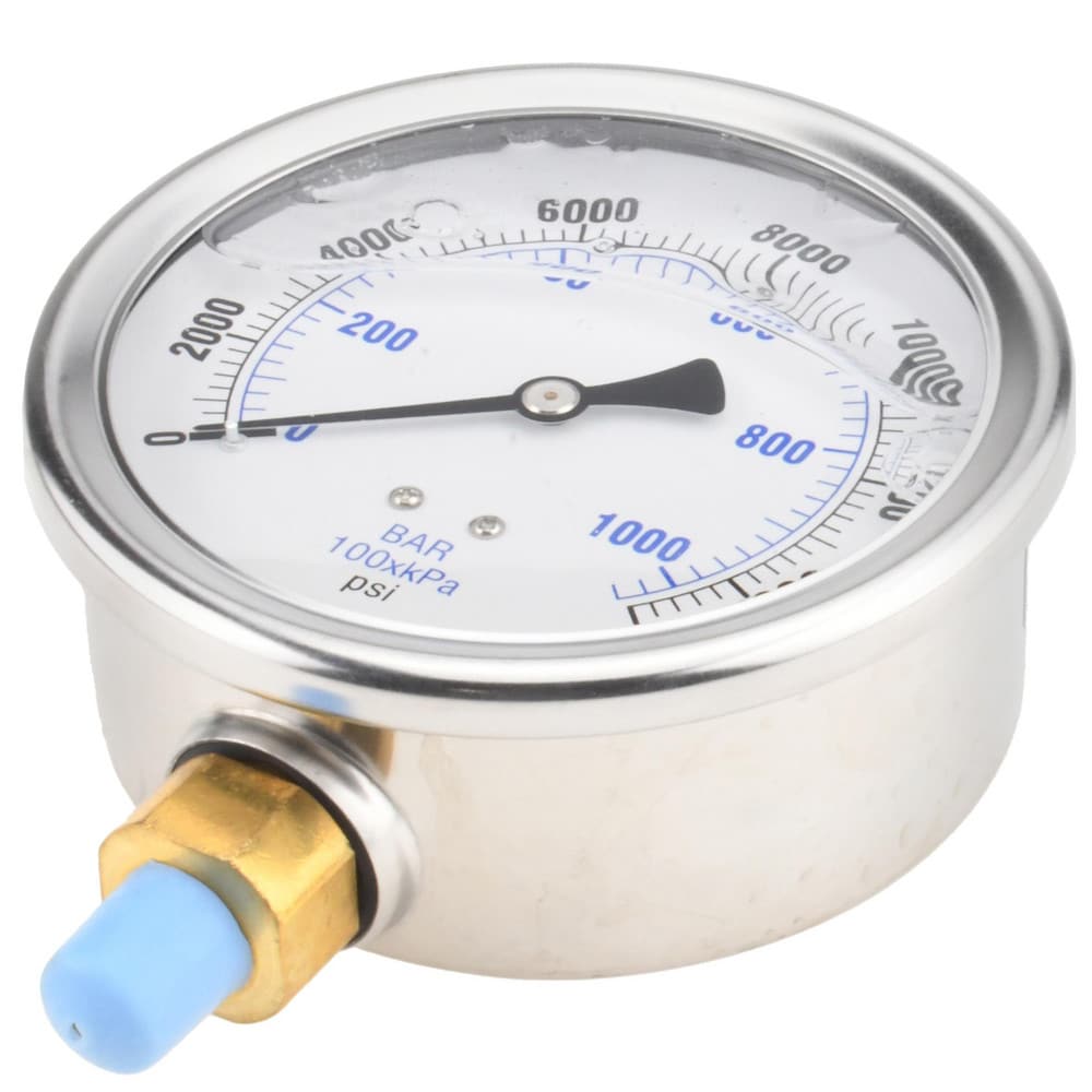 0 - 15,000 psi Liquid-Filled Hydraulic Pressure Gauge