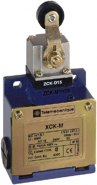 Telemecanique Sensors XCKM115 General Purpose Limit Switch: DP, NC, Roller Lever, Side Image