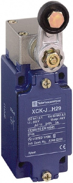Telemecanique Sensors XCKJ10511H7 General Purpose Limit Switch: SPDT, NC, Roller Lever, Top 