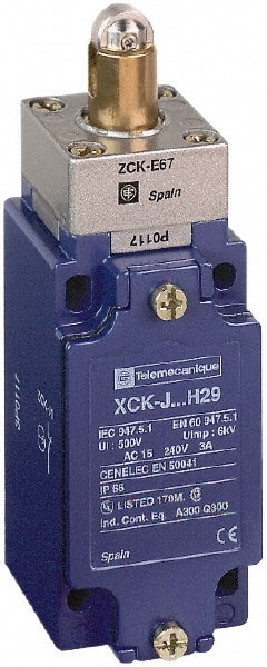 Telemecanique Sensors XCKJ167 General Purpose Limit Switch: DP, NC, Roller Plunger, Side 