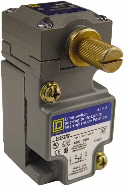 General Purpose Limit Switch: SPDT, NC, Rotary Head, Side