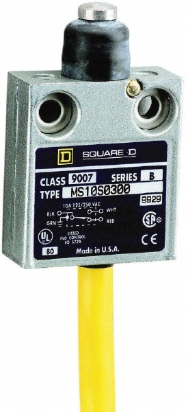 Square D 9007MS10S0300 General Purpose Limit Switch: SPDT, NC, Booted Plunger, Top Image