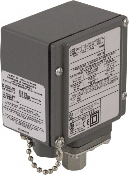 Square D 9012GAW6 4, 13 and 4X NEMA Rated, SPDT-DB, 5 to 250 psig, Electromechanical Pressure and Level Switch Image