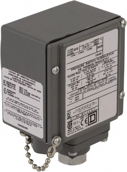 Square D 9012GBW1 4, 13 and 4X NEMA Rated, SPDT-DB, 13 to 425 psig, Electromechanical Pressure and Level Switch Image