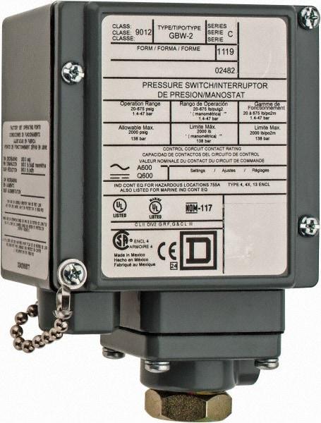 4, 13 and 4X NEMA Rated, SPDT-DB, 20 to 675 psig, Electromechanical Pressure and Level Switch