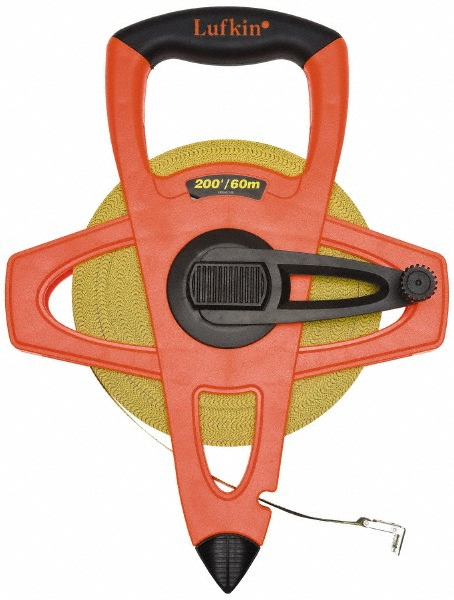 Lufkin Tape Measure: 328' Long, 1/2" Width, Yellow Blade - 1/8" Graduation, C4 Graduation, Black, Orange & Yellow Case | Part #FM100CME