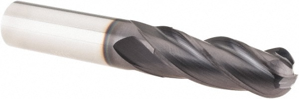 Guhring 9031650095200 Ball End Mill: 0.375" Dia, 1" LOC, 4 Flute, Solid Carbide Image