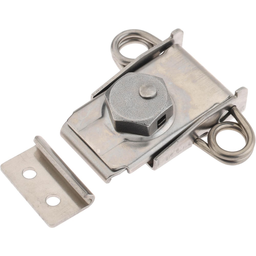 Spring Base Wingless Turn Door Latch: 2.51" OAW, 0.81" OAH, Stainless Steel