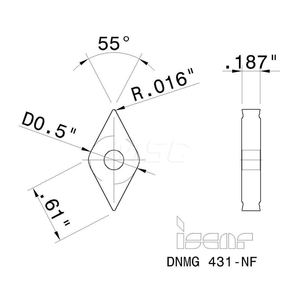 Iscar - Turning Insert: Dnmg431nf Ic807, Carbide 