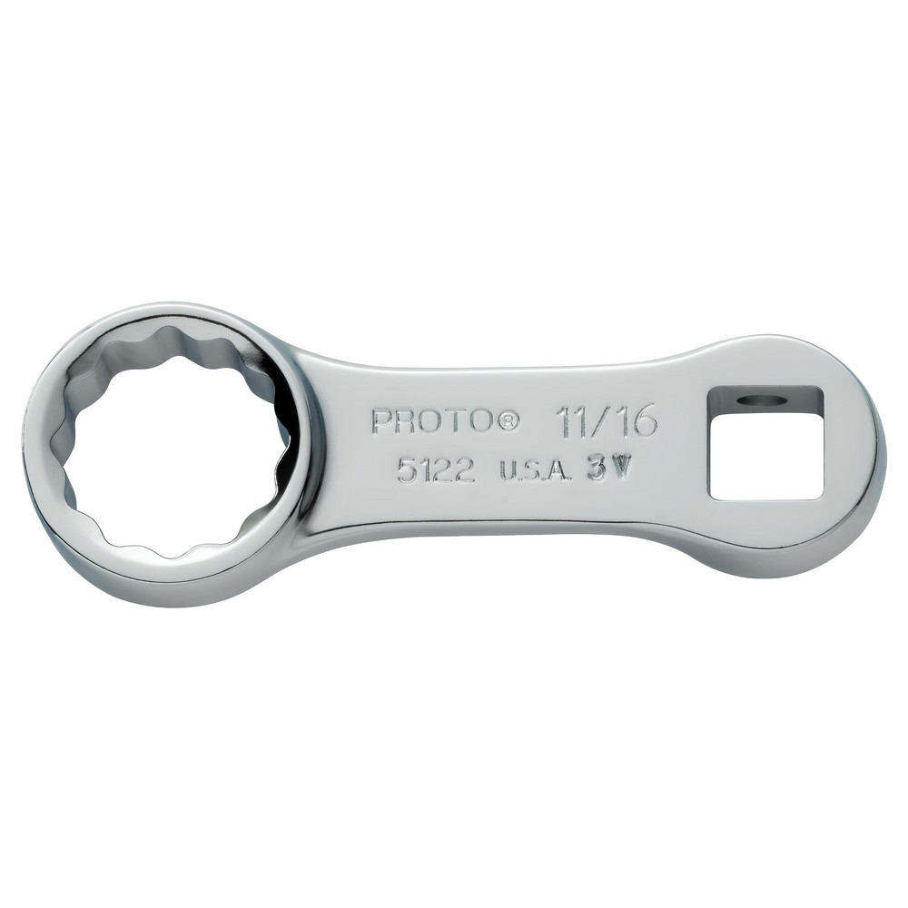 Proto Open End Torque Adapter: 11/16", 3/8" Drive - 1" Head Dia, 27/64" Head Thickness, Chrome-Plated