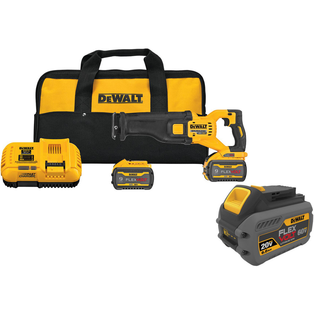 Cordless Reciprocating Saws; Voltage: 60.00 ; Strokes per Minute: 0 to 3000 ; Stroke Type: Straight ; Cutting Action: Straight ; Battery Chemistry: Lithium-ion ; Battery Series: 20/60 FLEXVOLT