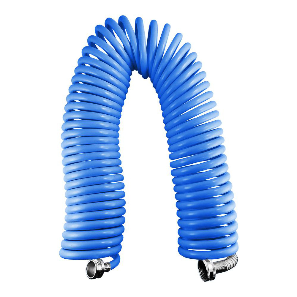 AvaGard Recoil Garden Hose: 3/4" Dia, 25 ft, 3/4" Thread, Blue, Polyethylene & Ethylene Vinyl Acetate, 500 psi - 3/4" Dia, 3/4, Polyethylene &