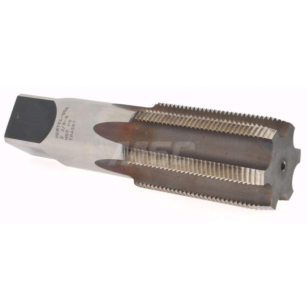 Hertel 87038 2-3/8 - 8 Plug RH H6 Bright High Speed Steel 6-Flute Straight Flute Hand Tap Image