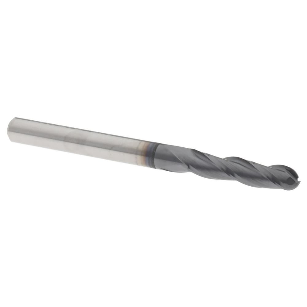 Ball End Mill: 0.125" Dia, 0.5" LOC, 3 Flute, Solid Carbide