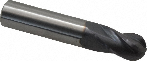 Hertel EM99924530 Ball End Mill: 0.375" Dia, 0.625" LOC, 4 Flute, Solid Carbide Image