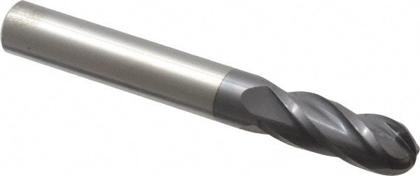 Hertel EM250020 Ball End Mill: 0.3125" Dia, 0.8125" LOC, 4 Flute, Solid Carbide Image