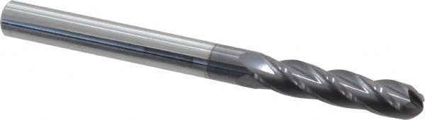 Hertel EM060016 Ball End Mill: 0.25" Dia, 1.125" LOC, 4 Flute, Solid Carbide Image