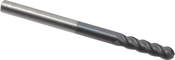 Hertel EM060012 Ball End Mill: 0.1875" Dia, 0.75" LOC, 4 Flute, Solid Carbide Image