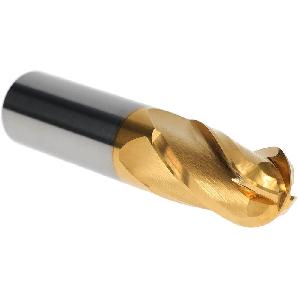 Ball End Mill: 0.875" Dia, 1.5" LOC, 4 Flute, Solid Carbide
