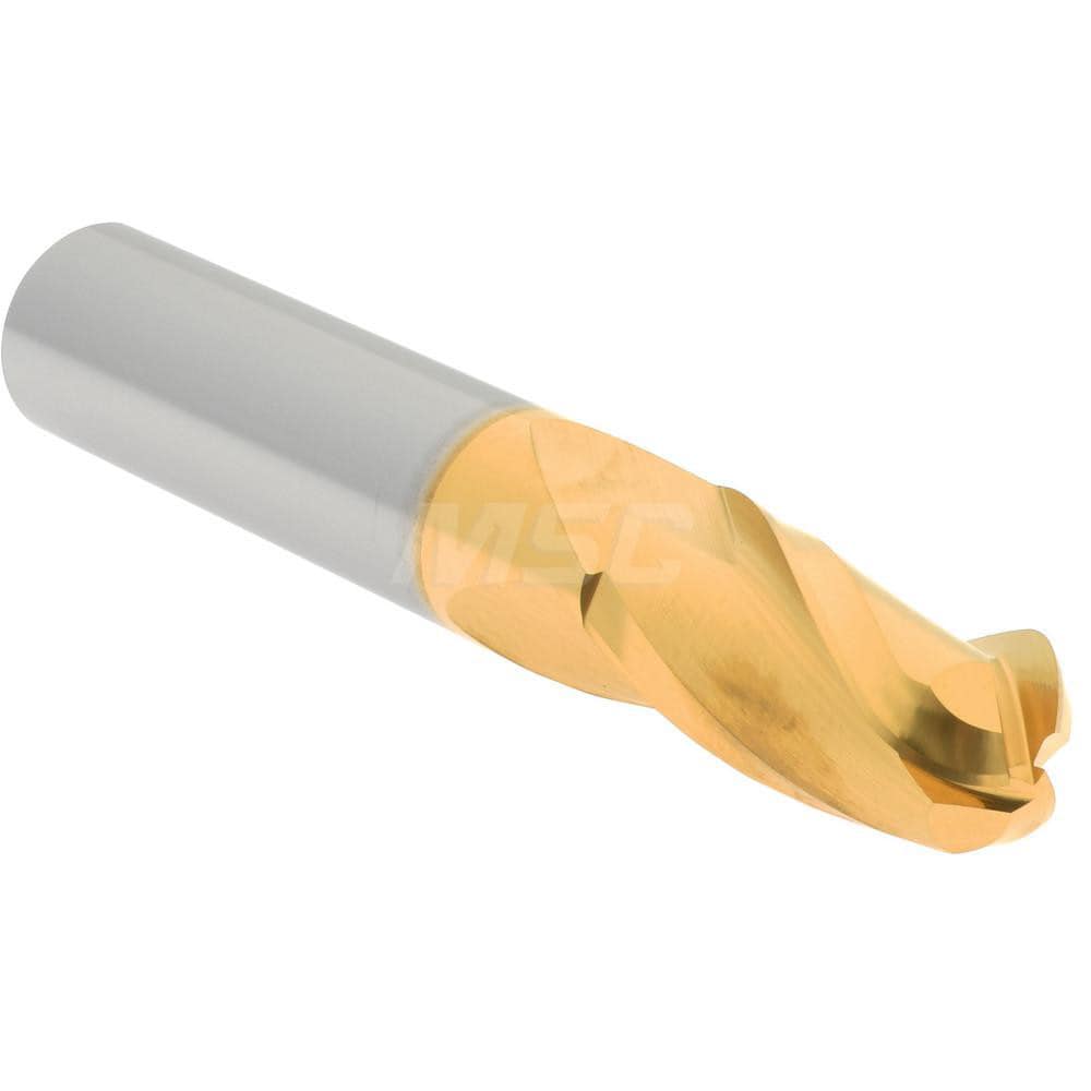 Ball End Mill: 0.5" Dia, 1" LOC, 3 Flute, Solid Carbide