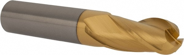 Ball End Mill: 0.625" Dia, 1.25" LOC, 3 Flute, Solid Carbide