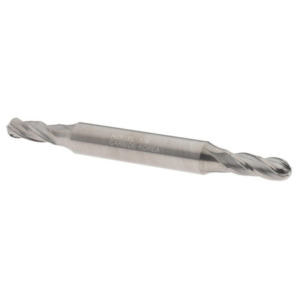 Ball End Mill: 0.25" Dia, 0.625" LOC, 4 Flute, Solid Carbide