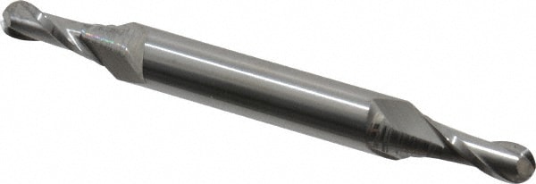 Ball End Mill: 0.25" Dia, 0.625" LOC, 2 Flute, Solid Carbide