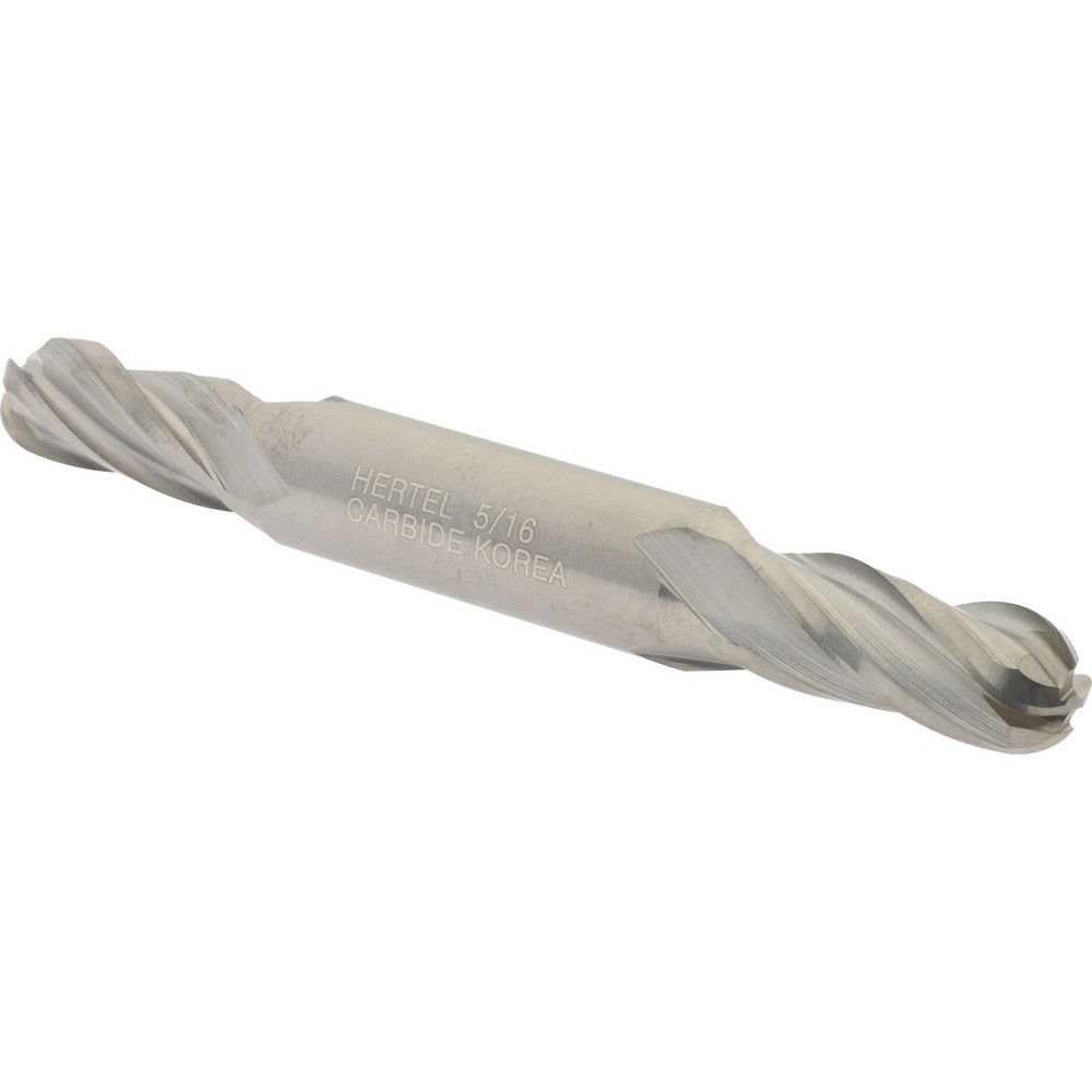Ball End Mill: 0.3125" Dia, 0.75" LOC, 4 Flute, Solid Carbide