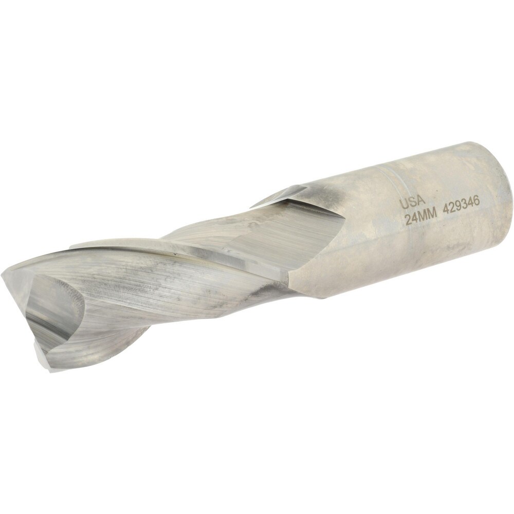 Square End Mill: 0.9449'' Dia, 2'' LOC, 1'' Shank Dia, 4-1/2'' OAL, 2 Flutes, Cobalt