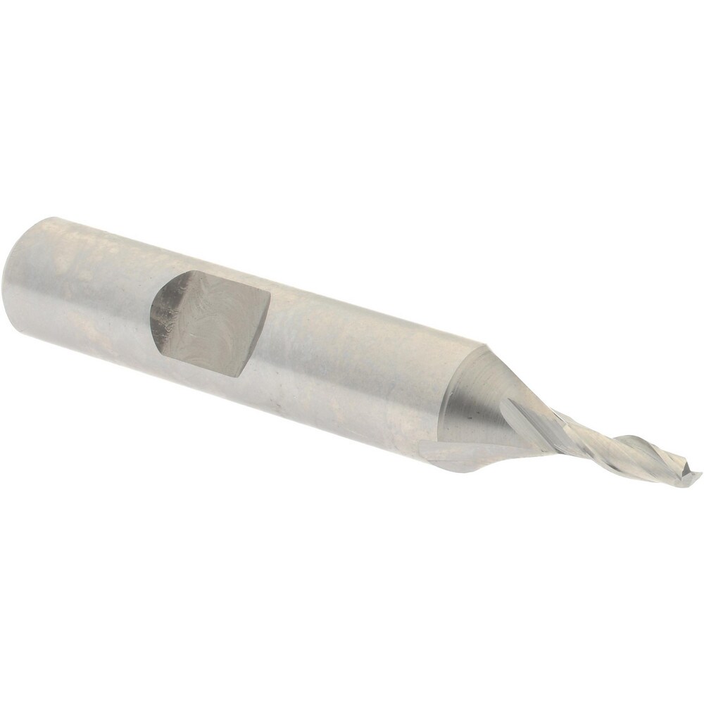 Square End Mill: 0.1181'' Dia, 5/16'' LOC, 3/8'' Shank Dia, 2-5/16'' OAL, 2 Flutes, Cobalt