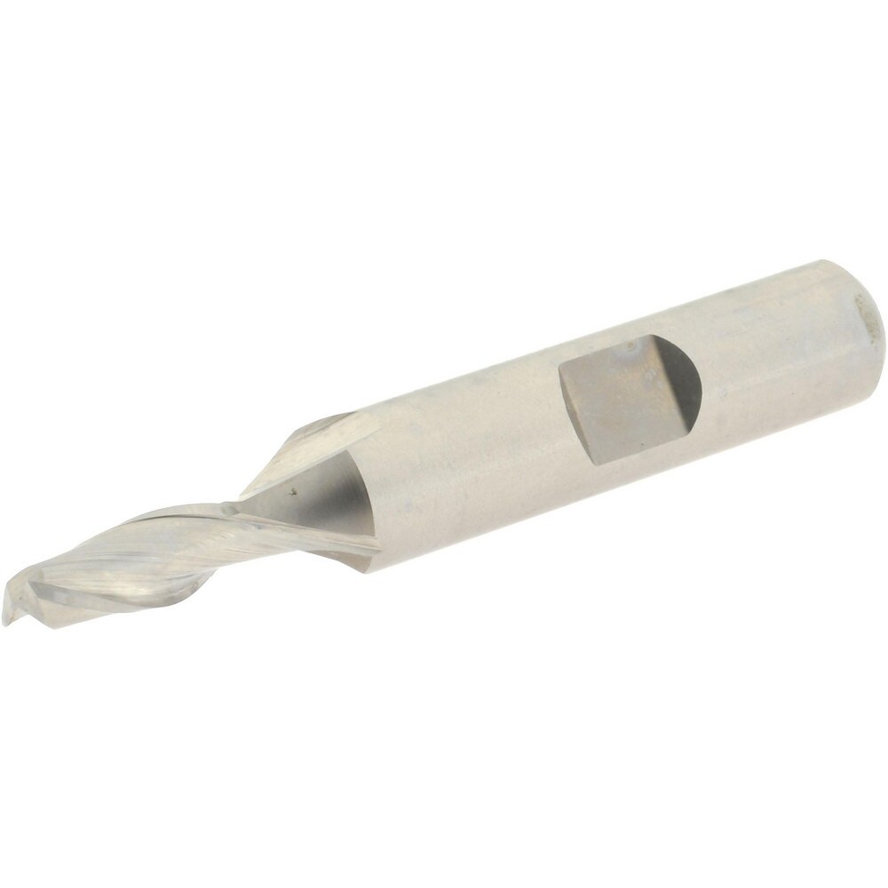 Square End Mill: 0.2165'' Dia, 1/2'' LOC, 3/8'' Shank Dia, 2-3/8'' OAL, 2 Flutes, Cobalt