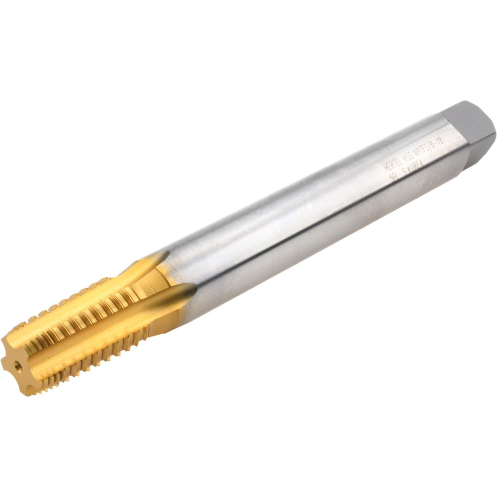 Extension Pipe Tap: 3/8-18 NPTF, 5 Flutes, High Speed Steel