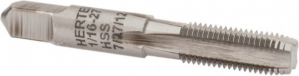 Hertel R835619-S Standard Pipe Tap: 1/16-27, NPS, 4 Flutes, High Speed Steel, Bright/Uncoated Image