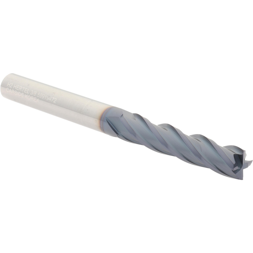 Hertel 750280 Square End Mill: 3/8 Dia, 1-3/4 LOC, 3/8 Shank Dia, 4 OAL, 4 Flutes, Solid Carbide Image