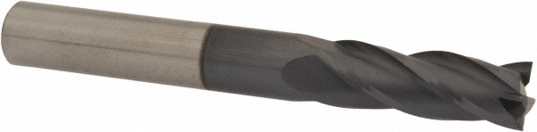 Hertel 750307 Square End Mill: 3/8 Dia, 1-1/8 LOC, 3/8 Shank Dia, 3 OAL, 4 Flutes, Solid Carbide Image