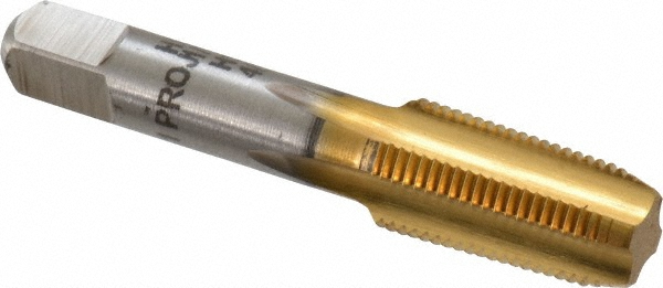 Hertel G837518T-S Standard Pipe Tap: 1/8-27, NPT, 4 Flutes, High Speed Steel, TiN Finish Image