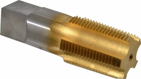 Hertel R837560T-S Standard Pipe Tap: 1 - 11-1/2, NPT, 5 Flutes, High Speed Steel, TiN Finish Image