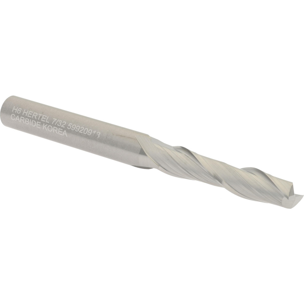 Hertel 750163 Square End Mill: 7/32 Dia, 1 LOC, 1/4 Shank Dia, 2-1/2 OAL, 2 Flutes, Solid Carbide Image