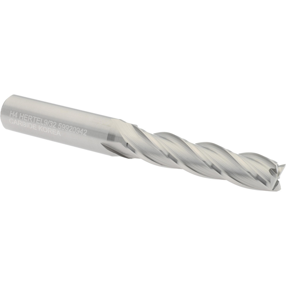 Hertel 750573 Square End Mill: 9/32 Dia, 1-1/4 LOC, 5/16 Shank Dia, 2-1/2 OAL, 4 Flutes, Solid Carbide Image
