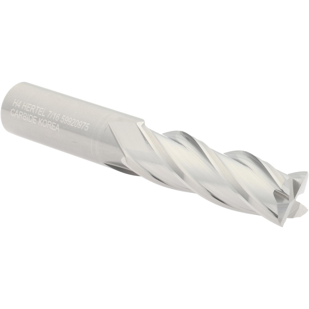 Hertel 750507 Square End Mill: 7/16 Dia, 1-3/8 LOC, 7/16 Shank Dia, 2-3/4 OAL, 4 Flutes, Solid Carbide Image