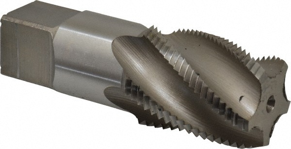 1 - 11-1/2 NPT, 15° Helix, 5 Flutes, Bright Finish, High Speed Steel, Spiral Flute Pipe Tap