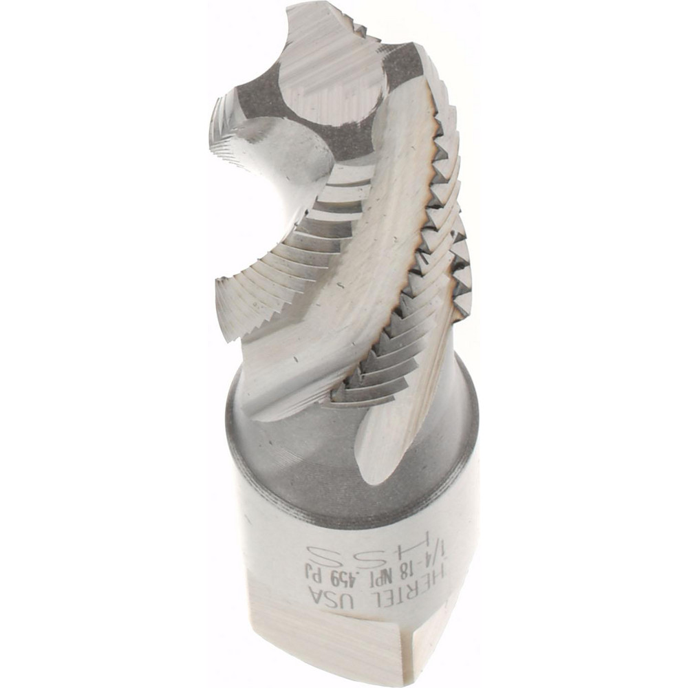 Hertel 1/418 NPT, 15° Helix, 4 Flutes, Bright Finish, High Speed