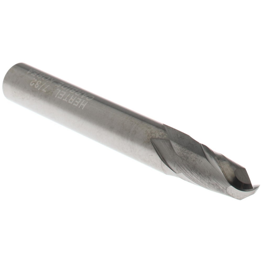 Ball End Mill: 0.2188" Dia, 0.4375" LOC, 2 Flute, Solid Carbide
