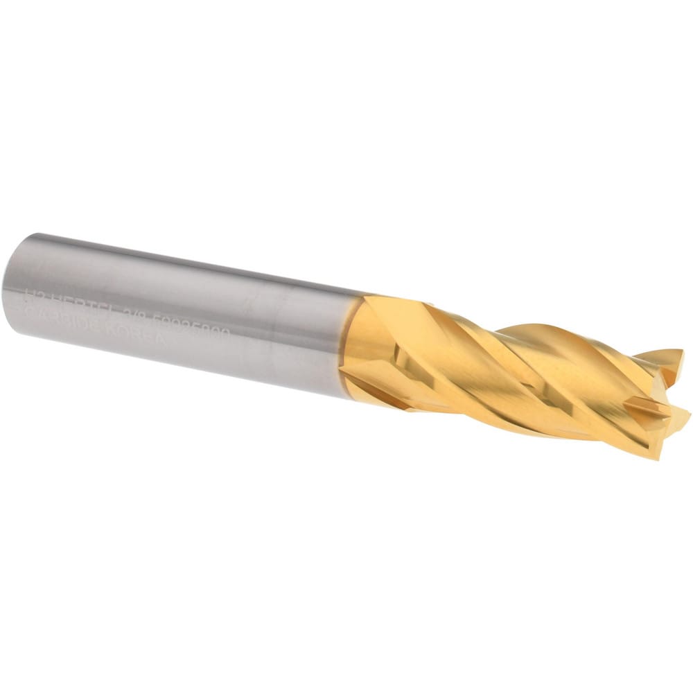 Hertel 750912 Square End Mill: 3/8 Dia, 7/8 LOC, 3/8 Shank Dia, 2-1/2 OAL, 4 Flutes, Solid Carbide Image