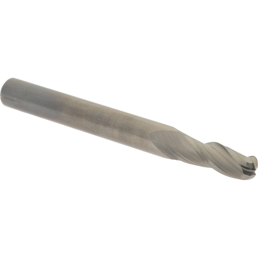 Ball End Mill: 0.2188" Dia, 0.625" LOC, 3 Flute, Solid Carbide